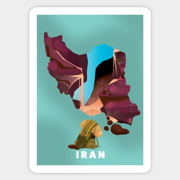 Iran Travel poster man Sticker by nickemporium1